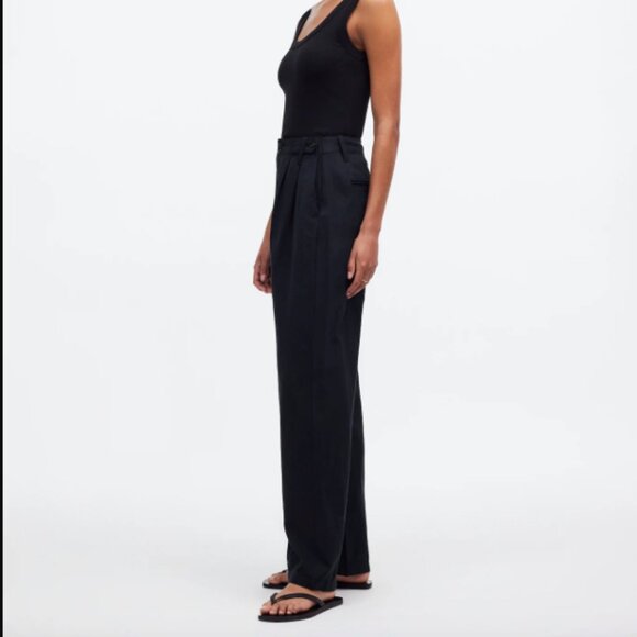 Madewell Petite Harlow Wide-Leg Pants in True Black Drapey Twill - NWT - Picture 2 of 3
